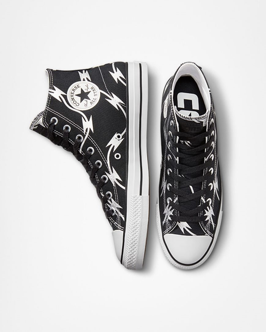 Bascheți Barbati Converse CONS Chuck Taylor All Star Pro Razor Wire Negrii Argintii Albi | RO WYLTR753